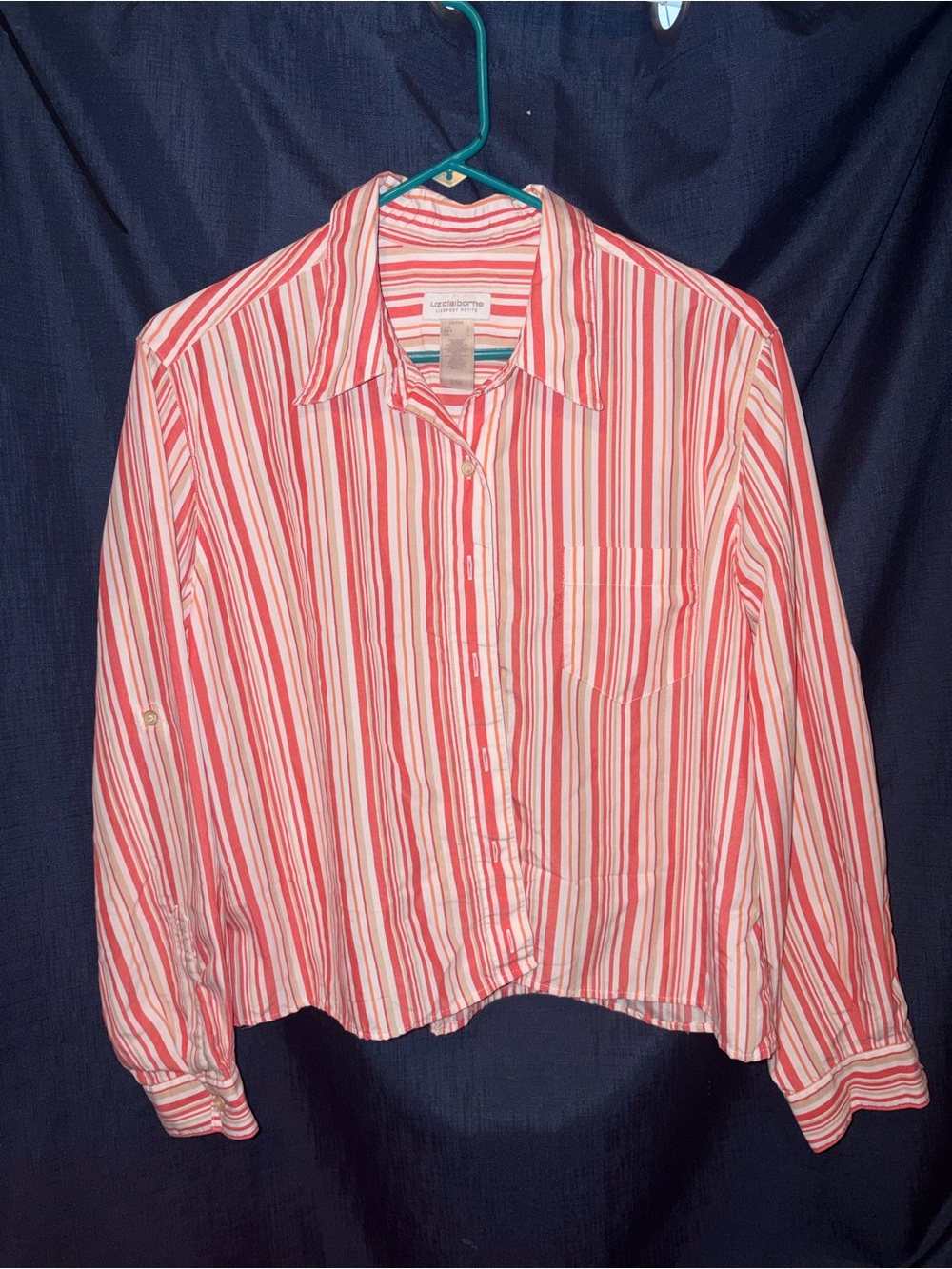 Liz Claiborne Pink and White Striped Men's Button-Down Shirt